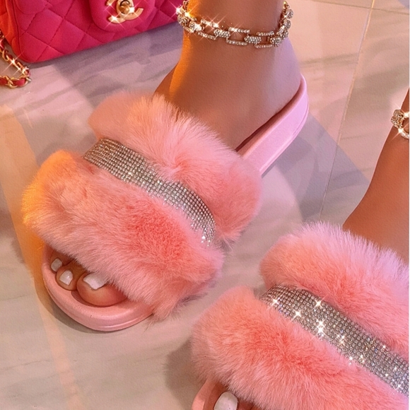 Just In 💓 babe DREAMY FUR SANDAL - PINK - Picture 4 of 4